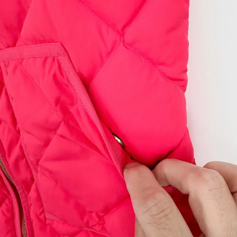 J.Crew Excursion Hibiscus Pink Down Quilted Zip Front Puffer Vest Womens XS